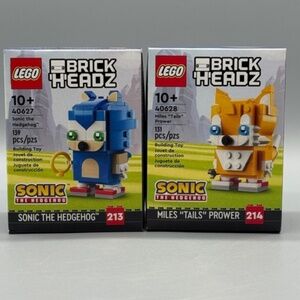 Lego Brickheadz #40627 Sonic the Hedgehog & #40628 Tails Retired & UNOPENED.